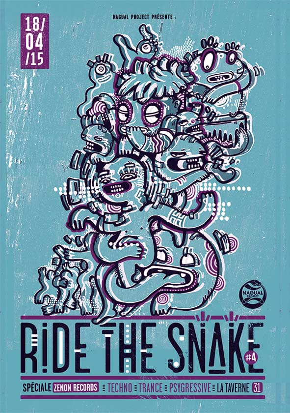Création d'affiche graphique avec illustration par Thomas Marchais graphiste et artiste à Toulouse