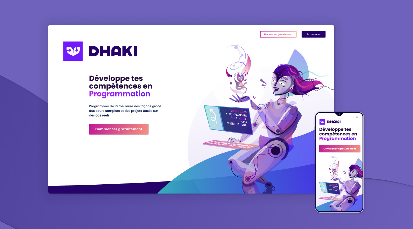 Interface utilisateur du site web Dhaki